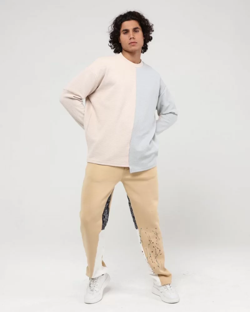 Parçalı Waffle Sweat