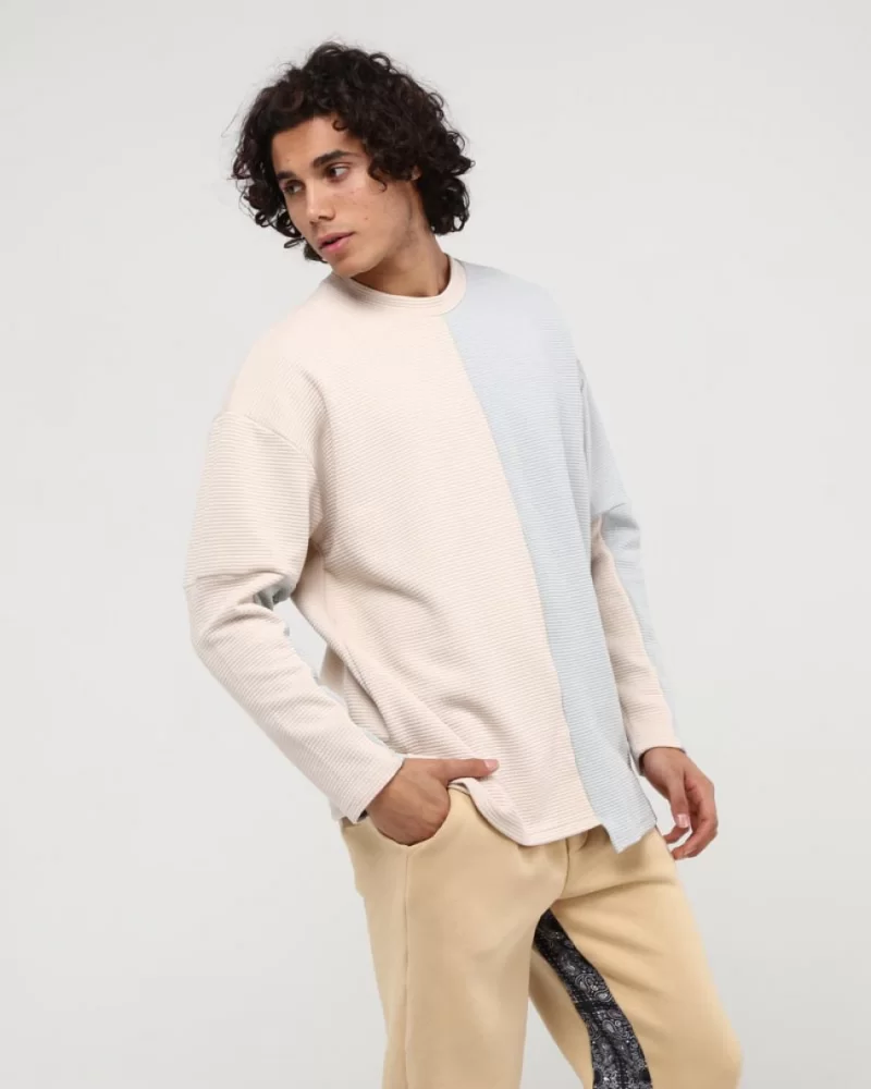 Parçalı Waffle Sweat